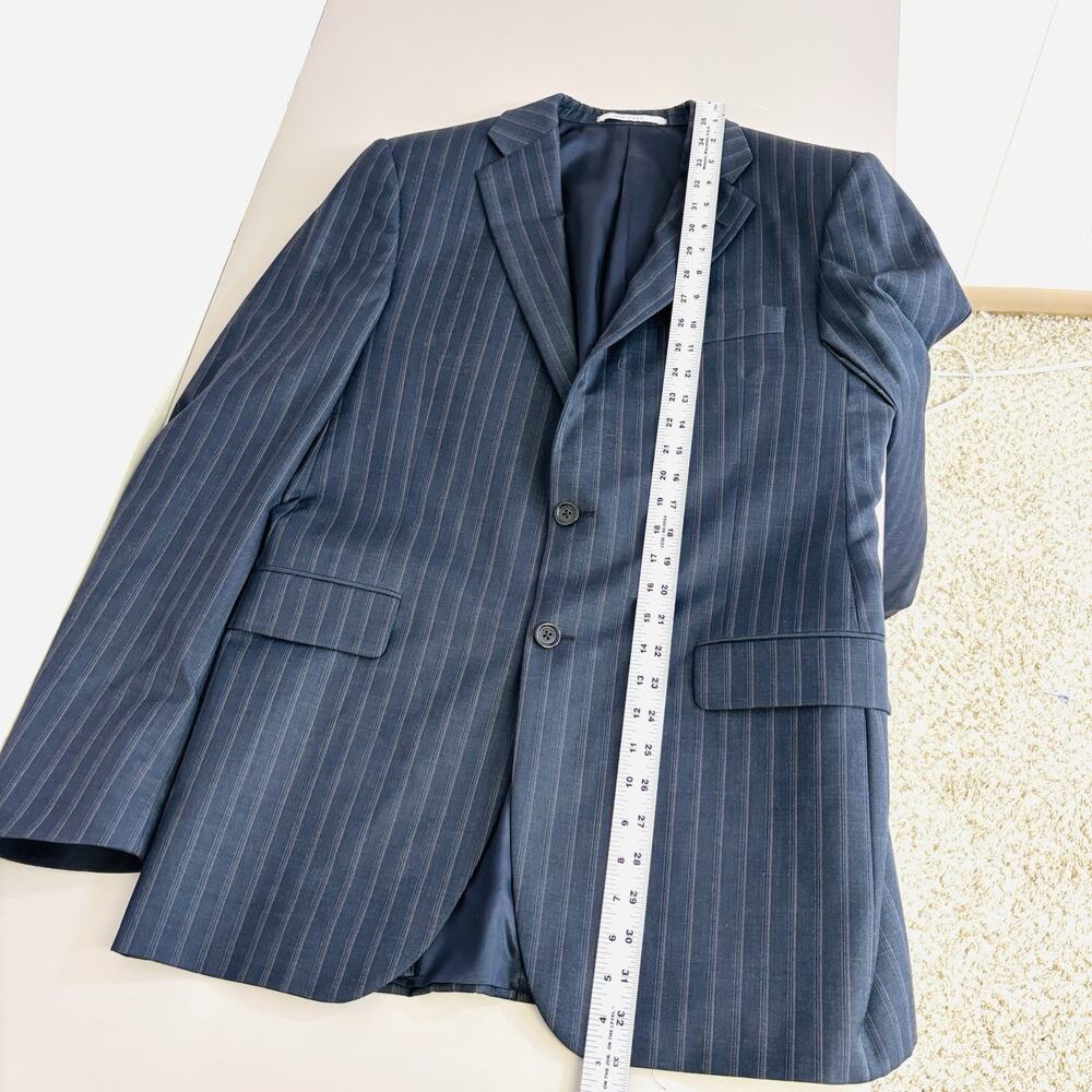 Burberry London Blazer Size 40 Long Black Pinstripe Worsted Wool 2 Button - Picture 7 of 10
